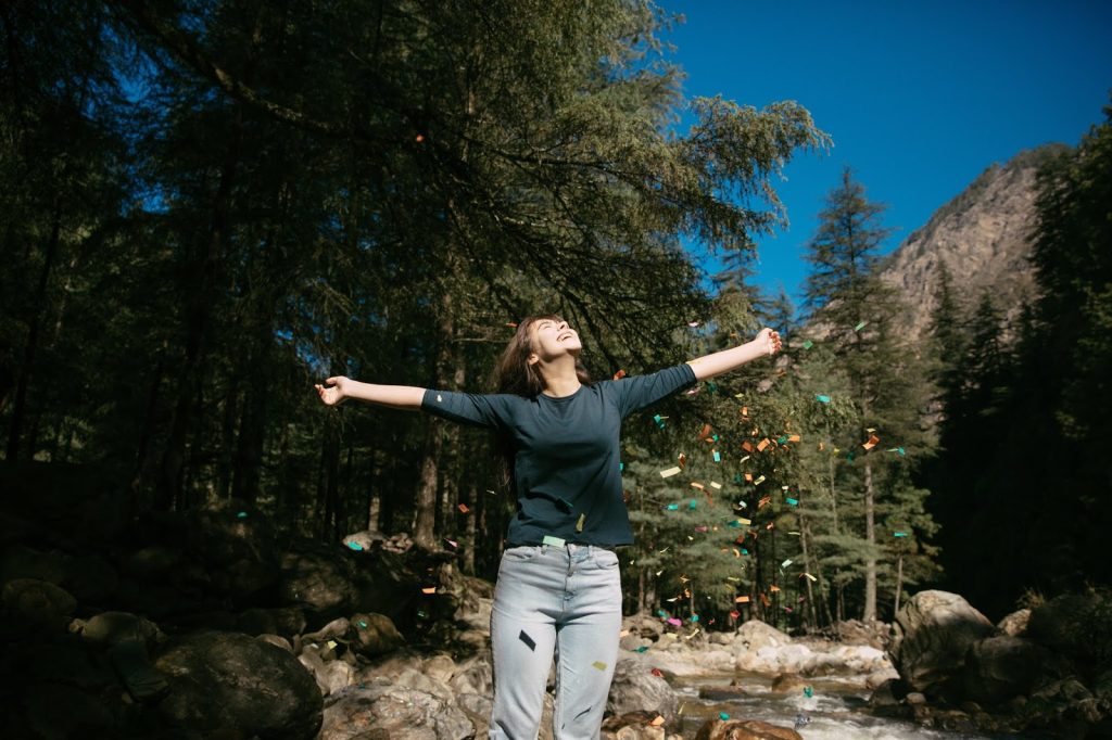 Female enjoying nature.