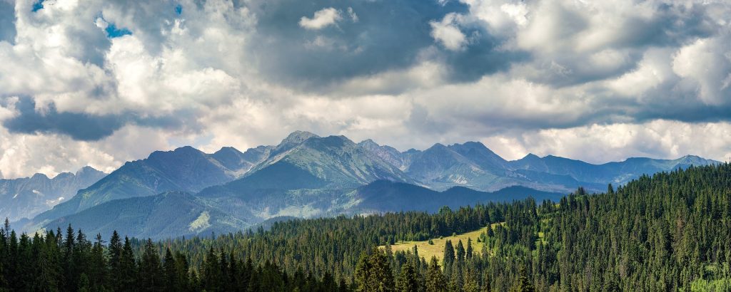 Picturesque view of alpine hills and mountains.